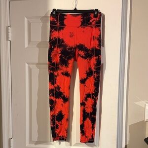 Lululemon Invigorate High Rise Legging 25" Tie Dye Carnation Red/Black Size 6